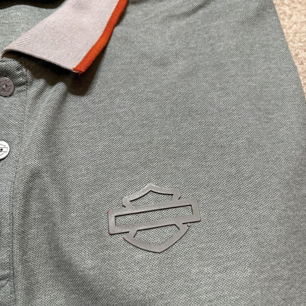 Harley-Davidson Polo Shirt Mens Large Gray Slim Fit Zip Pocket Performance Moto - Picture 5 of 12